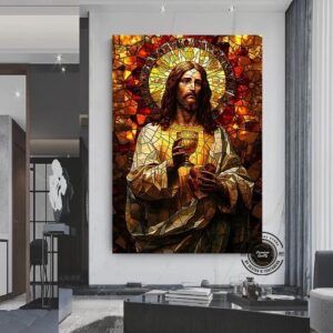 Jesus With Lamb Digital Printed Canvas