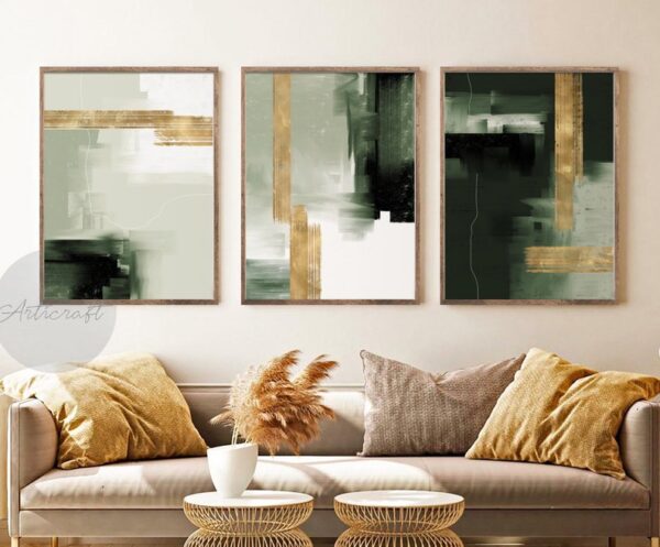 Green and Gold Abstract Art