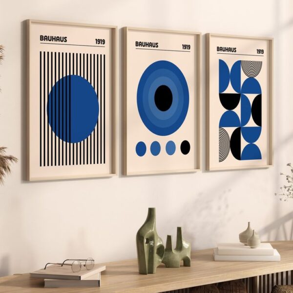 Bauhaus Navy Blue Wall Century Wall Art