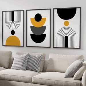 YELLO BLACK BOHO ABSTRACT ACRYLIC FRAME