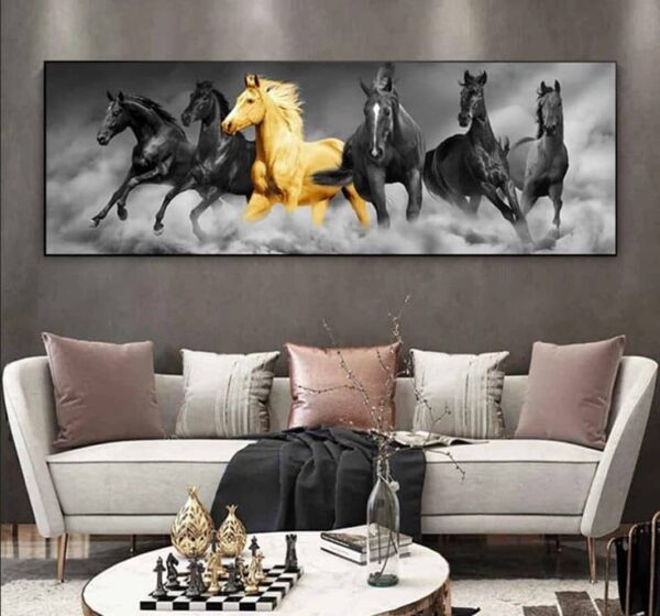 Horse painting with frame