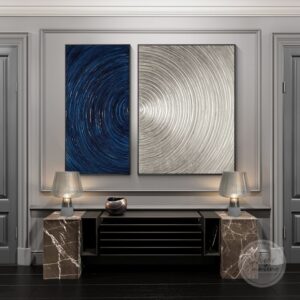 Set of 2 Navy Blue Art