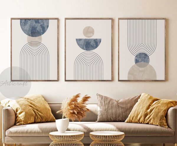 Sage Green and Navy Blue Mid Century